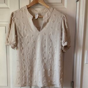 Chic Cream Textured Women's Blouse